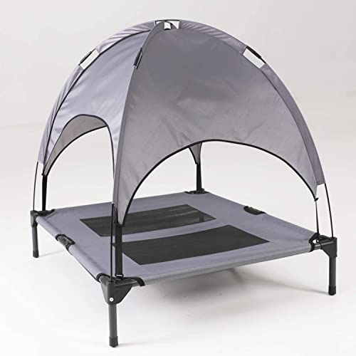 PawfectPals Portable Cooling Waterproof Elevated Heavy Duty Camping Pet Bed and Cot with Detachable Shade for Indoor and Outdoor use (Large) - size: Large