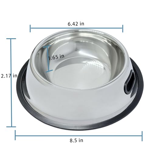 SHSlumex 2Packs Stainless Steel Pet Bowl with Anti-Skid Rubber Base for Small/Medium/Large Pet, Perfect Dish, Dogs Feeder and Water Choice Puppy Cat Kitten