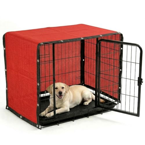 ShadeMart 90% UV Block Sun Shade Cloth for Dog Kennel Cover, 2' x 2' Red Pet Playpen Sunshade with Grommets, Durable Mesh Tarp for Crate, Patio, Stable,Chicken Coop & Outdoor Privacy Screen. - color: Red, size: 2' X 2' Custom Size