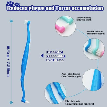 Dual Sided Cat Toothbrush Dog Toothbrush Finger Brush Micro Head, Suitable for Small to Large Dogs & Cats (White, Small) - color: White