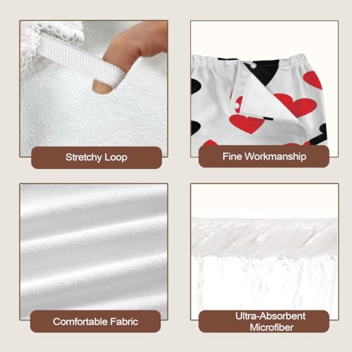 Hearts Dog Bones Microfiber Bathrobe and Hair Towel Wrap Set for Women Quick Dry Shower Towels Wrap Absorbent Soft Bath Robe and Hair Drying Cap for Spa After Shower