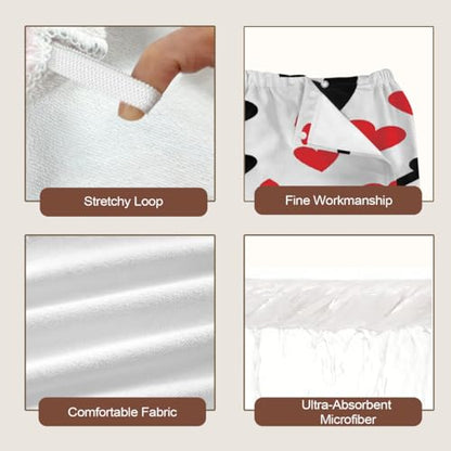 Hearts Dog Bones Microfiber Bathrobe and Hair Towel Wrap Set for Women Quick Dry Shower Towels Wrap Absorbent Soft Bath Robe and Hair Drying Cap for Spa After Shower