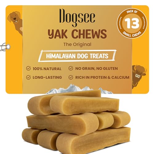 Dogsee Yak Cheese Himalayan Dog Chews 1lb (Small- 13 Bars) 100% All Natural 60% Protein Dog Treats for Small Breed, Odorless Limited-Ingredient Chews for Puppies & Power-Chewers, Long Lasting - size: Small (Pack of 13)