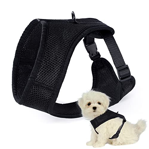 Mile High Life Step in Dog Harness for Small Dogs No Pull, Easy Get on Air Mesh Vest Harness, Adjustable Easy Closures Both Neck and Chest (Black, XS Chest 11.4"-16.1") - color: Vest Harness Black, size: XS Chest 11.4"-16.1"