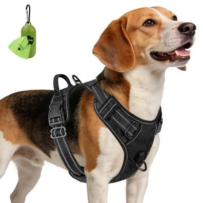 Joytale No Pull Dog Harness Medium Sized Dog, Reflective Pet Vest with Front Clip, Adjustable Soft Padded Harnesses with Easy Control Handle for Training and Walking, Black, M - color: Black, size: Medium