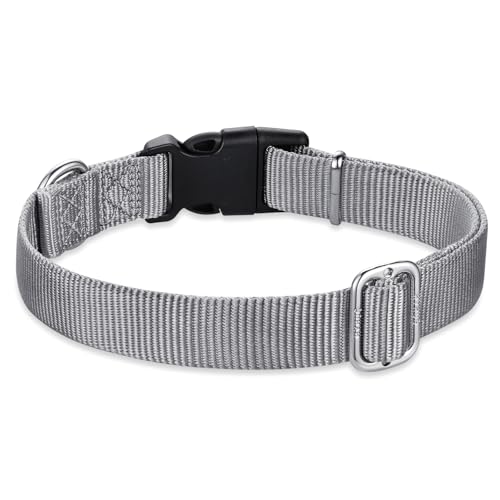 Hyhug Small Dog Collar Quick-Release| Heavy-Duty Nylon Puppy Collar, Adjustable & Durable Pet Supplies for Boy & Girl Dogs (Small, Sleet Gray) - color: Sleet Gray, size: Small