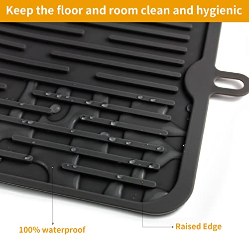 Ptlom Pet Placemat for Dog and Cat, Mat for Prevent Food and Water Overflow, Suitable for Medium and Small Pet, Black, Silicone - color: Black