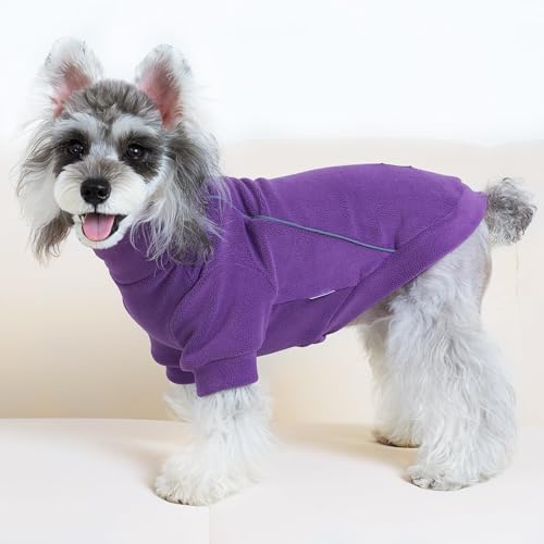 XPUDAC 4 Pack Dog Sweaters Fleece Dog Sweatshirt Winter Pet Clothes for Small Medium Dogs Boy Girl Pullover Puppy Christmas Outfits Cat Apparel, Purple, Light Pink, Hot Pink, Red, S - color: Purple, Light Pink, Hot Pink, Red, size: Small(Chest-14.2")