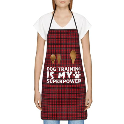 Dog Training is My Superpower Apron for cooking with Pockets Women Men Kitchen Chef Funny Aprons