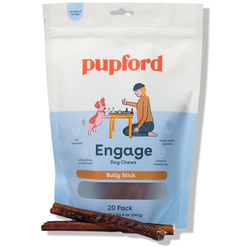 Pupford Thick Bully Sticks for Dogs & Puppies, Smoked for Improved Smell, Natural, Long-Lasting, Single Ingredient Chews for Small & Medium Breeds (6", 20 Count) - size: 1.25 Pound (Pack of 1), style: 6 Inch