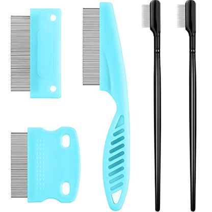 5 Pieces Dog Eye Combs Tear Stain Remover Combs Pet Grooming Comb for Small Dogs Gently Removing Eye Mucus and Crust (Light Blue, Black) - color: Black,Blue