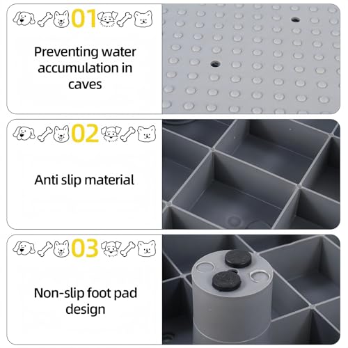 Dog Training Place Board with Non-Skid Surface, Portable Dog Agility Platform, Includes Snack Waist Bag and Scoop, Puppy Training Equipment for Small Medium Dogs 17.3"x13.4"x3.8" (Gray)
