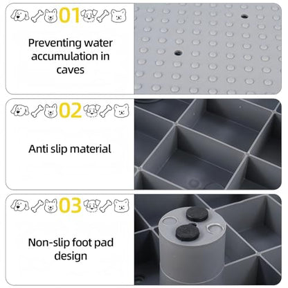 Dog Training Place Board with Non-Skid Surface, Portable Dog Agility Platform, Includes Snack Waist Bag and Scoop, Puppy Training Equipment for Small Medium Dogs 17.3"x13.4"x3.8" (Gray)