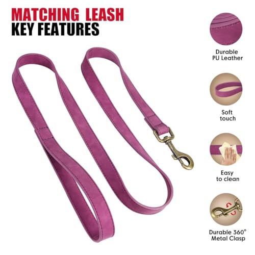 Personalized Dog Collars for Medium Dogs, Custom Soft PU Leather Dog Collar with Engraved ID Name and Number, Adjustable & Durable Pet Collars with Quick Release Metal Buckle,M(13-21") - color: Eustoma Purple-Engraving, size: Medium: Fit 13-21" Neck