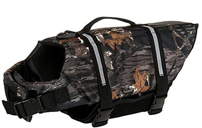 Izefia Dog Life Jacket Swimming Safety Coat Floatation Life Vest Life Saver with Handle for Small Dog Puppy Large Dog (Camouflage Dark, XXS) - color: Camouflage Dark, size: XX-Small