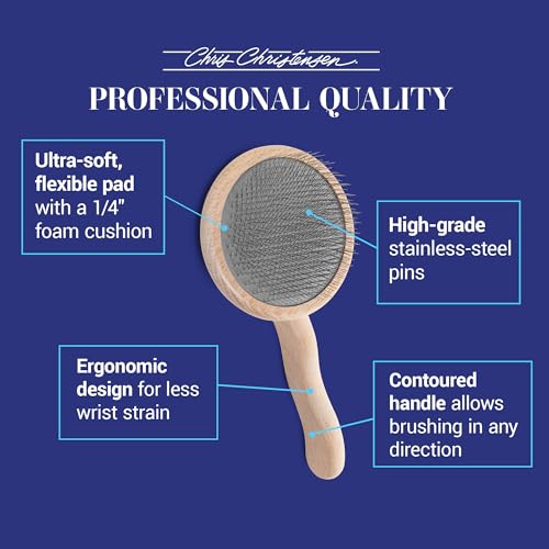Chris Christensen Mark VIII Round Head Slicker Brush for Dogs, 12mm Pins, Groom Like a Pro, Handcrafted Lightweight Beechwood Ergonomic Handle, Stainless Steel Pins, A5VIII. Made in Germany. - size: Mark VIII Round
