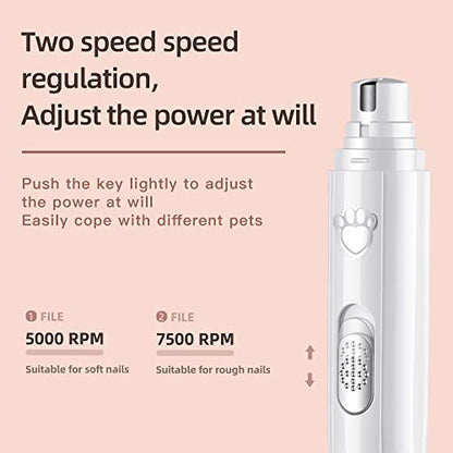 Professional Electric Dog Nail Grinder Pet Nail Grinder Trimmer is Applicable to Large, Medium and Small Dogs and Cats,Painless, Beautiful, Smooth and Rechargeable