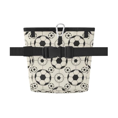 Soccer Water-Resistant Dog Treat Pouch, 3 Ways to Wear Treat Bag with Magnetic Closure & Reflective Strip, Hands-Free for Pet Training, Walking