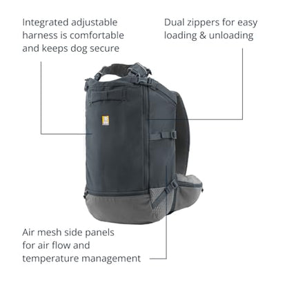 Ruffwear, Hitch Hiker Dog Backpack Carrier, Hands-Free Dog Carrier Backpack with Breathable Mesh, EVA Foam Padding, Durable Polyester, Lightweight Design for Small Dogs, Basalt Gray, XX-Small - color: Basalt Gray, size: XX-Small