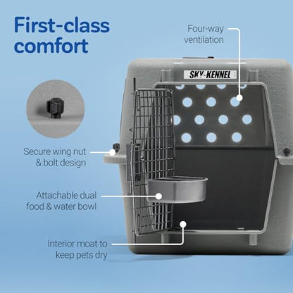 Petmate Sky Kennel For Air and Travel Airline Compliant Dog Crate for Smaller Dog Breeds or Pets up to 15 lbs, Heavy Duty Dog Kennel, Made in the USA- 21" L - size: 21 Inch