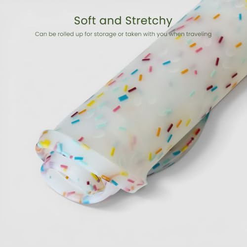 PWTAA Dog Food Mat Anti-Slip Silicone Dog Bowl Mat Thicker Pet Placemat Waterproof Cat Feeder Pad with Raised Edge Puppy Kitten Feeding Mats Suitable Small Medium-Sized Dogs Cats Eating Tray - 2PCS - color: Donut White, size: 19.4" x 9.8"-2PCS