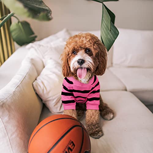 Pet Dog Striped T-Shirt Dogs Cats Cotton Vest Spring Summer Pet Apparel Tee Shirt Suitable for Small and Medium Large Pets French Bulldog Bichon - color: Pink, size: X-Small