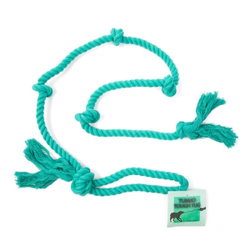 Tumbo Tough Tug Rope Dog Toy - (5 ft Long Strong and Durable Rope Pull Toy with Handle) TUG of WAR Dog Toy (Bahama Blue) - color: Bahama Blue
