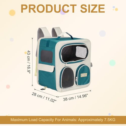 Pet Backpack Carrier, Portable and Ventilated, Nylon Dogs Cats and Small Animals Travel Bag 14.96", (Sea Blue, 1 Pcs), Intended for Hiking/Camping/Traveling - color: Sea Blue