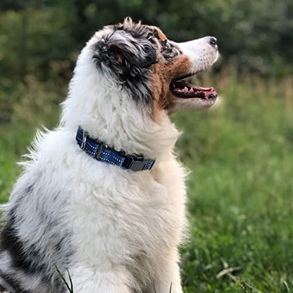 Hikiko Martingale Collar for Dogs Reflective Nylon Dog Collar with Quick Release Buckle Adjustable Training No Slip Dog Collar (X-Small, Blue) - color: Blue, size: X-Small