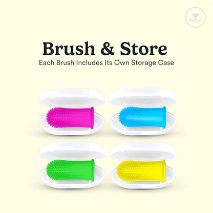 Jasper Dog Toothbrush, 360 Degree Pet Tooth Brushing Kit, Cat Toothbrush, Canine Dental Care & Teeth Cleaning Kit, Pet Finger Tooth Brush, Use with Dog Toothpaste, 4-Pack Neon - color: Neon (4-pack)