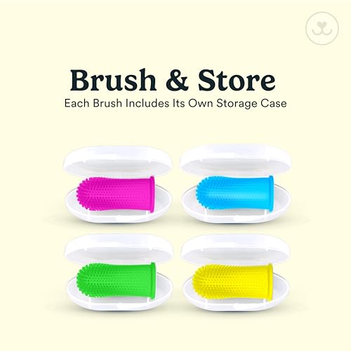 Jasper Dog Toothbrush, 360 Degree Pet Tooth Brushing Kit, Cat Toothbrush, Canine Dental Care & Teeth Cleaning Kit, Pet Finger Tooth Brush, Use with Dog Toothpaste, 4-Pack Neon - color: Neon (4-pack)
