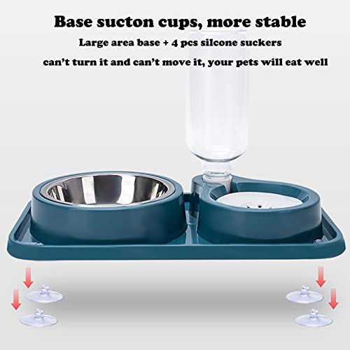 Love Dream Double Dog Cat Bowls, 2 in1 Pet Water and Food Bowl Set with Automatic Gravity Water Dispenser Bottle Detachable Stainless Steel Bowl No-Spill for Cats and Dogs Puppy Kitten Rabbit - color: Pink, size: Capacity Water Bottle: 1000ML