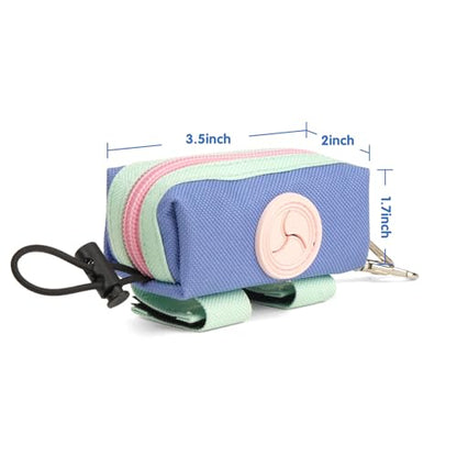 Dog Poop Bag Holder for Leash, Zippered Canvas Poop Bag Dispenser Pouch with Velcro Straps & Metal Carabiner Clip, Holds Keys & Treats for Daily Dog Walking - color: Light Green