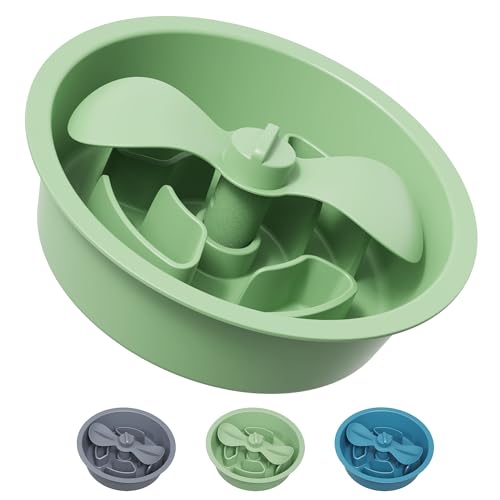 AVERYDAY Slow Feeder Dog Bowls for Medium Breed, 1.5 Cups Engagement Food Puzzle Bowl with Spinning Slow Feeder Insert, Non-Slip Base, Fits for Raised Stand, Hard Maze Design for Medium and Small Dogs - color: Petal Feeder Green, size: 1.5 Cup - Fit 6.4-6