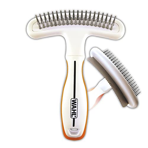 Wahl 2-in-1 Combination Double Row Pet Rake with Hair Shedding Blade for Dog or Cat Fur by The Brand Used by Professionals – Model 858424 - size: 1 Count (Pack of 1)