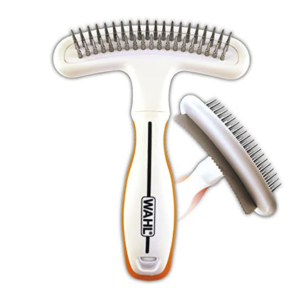 Wahl 2-in-1 Combination Double Row Pet Rake with Hair Shedding Blade for Dog or Cat Fur by The Brand Used by Professionals – Model 858424 - size: 1 Count (Pack of 1)