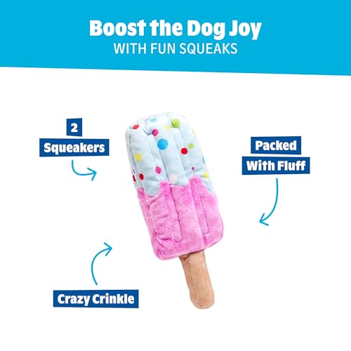 BarkBox Big Poppa Dog Toy | XL Popsicle Plush Toy with Two Jumbo Squeakers, Fluff and Crinkle | Fun for Dogs - color: Big Poppa