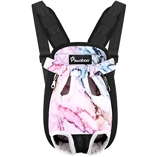 Pawaboo Adjustable Dog Carrier Purses, Pet Front Cat Travel Bag Dog Carrier Purses for Traveling Hiking Camping, Legs Out, Easy-Fit for Small Medium Dogs, M, Purple Marble - color: Purple Marble, style: Medium (Pack of 1)