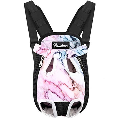 Pawaboo Adjustable Dog Carrier Purses, Pet Front Cat Travel Bag Dog Carrier Purses for Traveling Hiking Camping, Legs Out, Easy-Fit for Small Medium Dogs, M, Purple Marble - color: Purple Marble, style: Medium (Pack of 1)