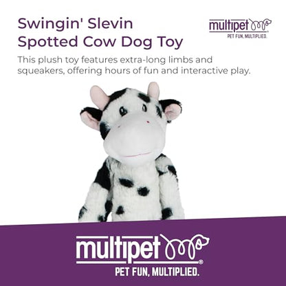 Multipet Swingin' Slevin Cow Dog Plush Toy - Squeaky Toys for All Dogs - Extra Soft Plush - Stuffed Animal for Cuddling & Playing - Cute (27”, White, 5 Squeakers) - size: 27", style: Cow