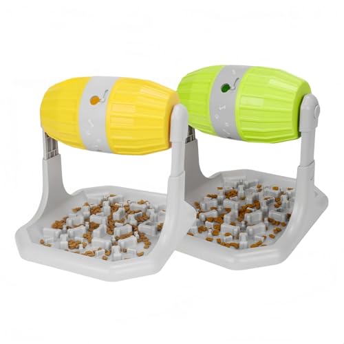 Rolling Treat Dispenser Dog Toy with Adjustable Food Opening Nonslip Base Interactive Feeding Game for Canine Enrichment Cognitive Training Dog Toy - color: Green