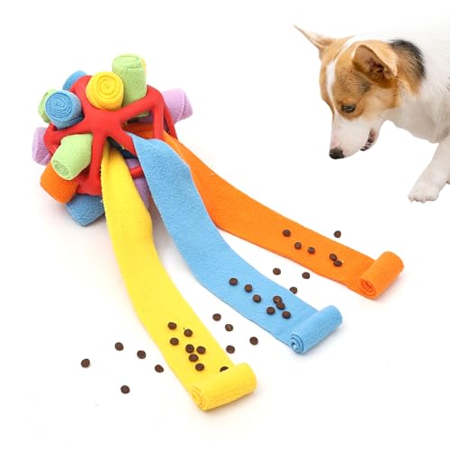 Interactive Snuffle Toys for Dogs, Sniffle Interactive Treat Game Ball, Furry Fellow Snuffle Master, Encouraging Natural Foraging Skills (Red, Triangle) - color: Red