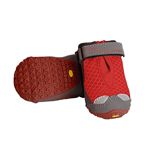 Ruffwear, Grip Trex Dog Shoes, Non-Slip Boots for Hot Pavement & Snow, Weatherproof Paw Protection with Breathable Mesh, Rugged Sole for Hiking, Red Sumac, 1.75" - color: Red Sumac, size: 1.75 in (2 Boots)