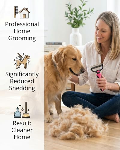 Pet Grooming Tool for Dogs and Cats, Dual-Sided Pet Comb, Professional Deshedding Tool, Pets Hair Remover Shedding, Long Haired Dog Brushes, Undercoat Combs Supplies, Cat Brush Rake - color: Orange-S