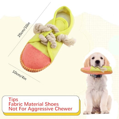 vocheer Dog Chew Toy, Dog Toys to Keep Them Busy Durable Teething Shoe Interactive Squeaky Puppy Toy,Small,Medium Breze, Machine Washable(Yellow) - color: Yellow