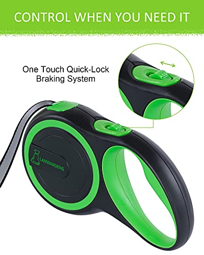 26FT Long Chew Proof Retractable Dog Leash with 2 Heavy Duty Anti-Chewing Wire Ropes, 360° Tangle-Free Dog Lead with Anti-Slip Handle for Small/Medium/Large Dogs Green - color: Green