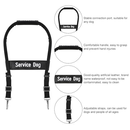 Adjustable Service Dog Handles, Guide Bridge Leash for Vest Harness Gear and Accessories (12-20 Inch)