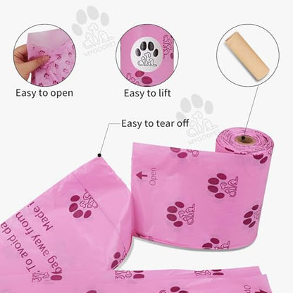 Dog Poop Bags Rolls with Dispenser 150 Count Biodegradable Bags for Dog and Cat Lavender Scented Waste Bag Leak Proof Doggie Poop Bag Doggy Trash Bag Purple - color: B-Purple(Lavender)-1 Dispenser+150 Bags, size: 1 Count (Pack of 150)