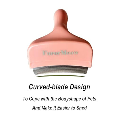 Pet Deshedding Tool with Curve Blade, Cat Grooming Brush, Tight V-shaped Teeth Shedding Comb for Cats and Dogs (Pink, Small) - color: Pink, size: Small