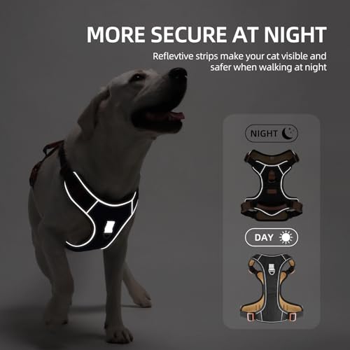 PawWave No Pull Front Clip Dog Harness – Adjustable Padded Denim Vest with Reflective Strips for Small, Medium & Large Dogs (Black, Small) - color: Black, size: S (Chest:14.2-19.7in)